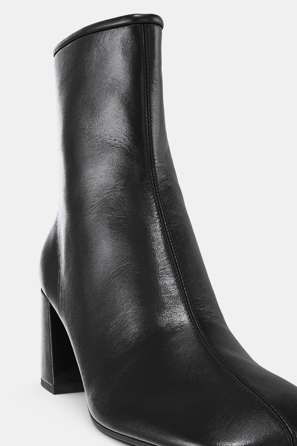 LEATHER BLOCK HEEL ANKLE BOOTS - Zara фото 6