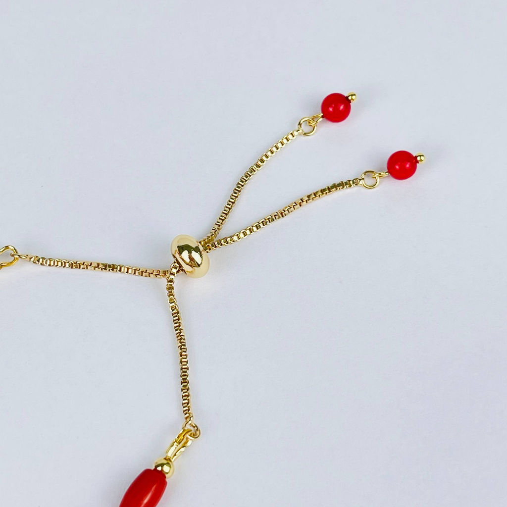 Браслет регулируемый на увеличение из Коралла от 16 см