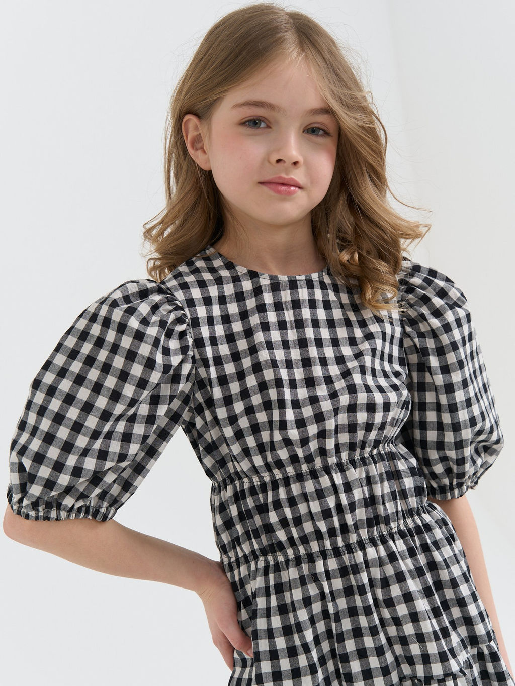 Платье хлопковое с коротким рукавом Черно-белое 7+ - Bungly фото 6