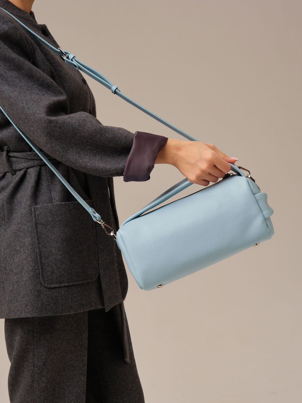 Кожаная сумка Solea DBR 31365 светло-голубой  фото 6