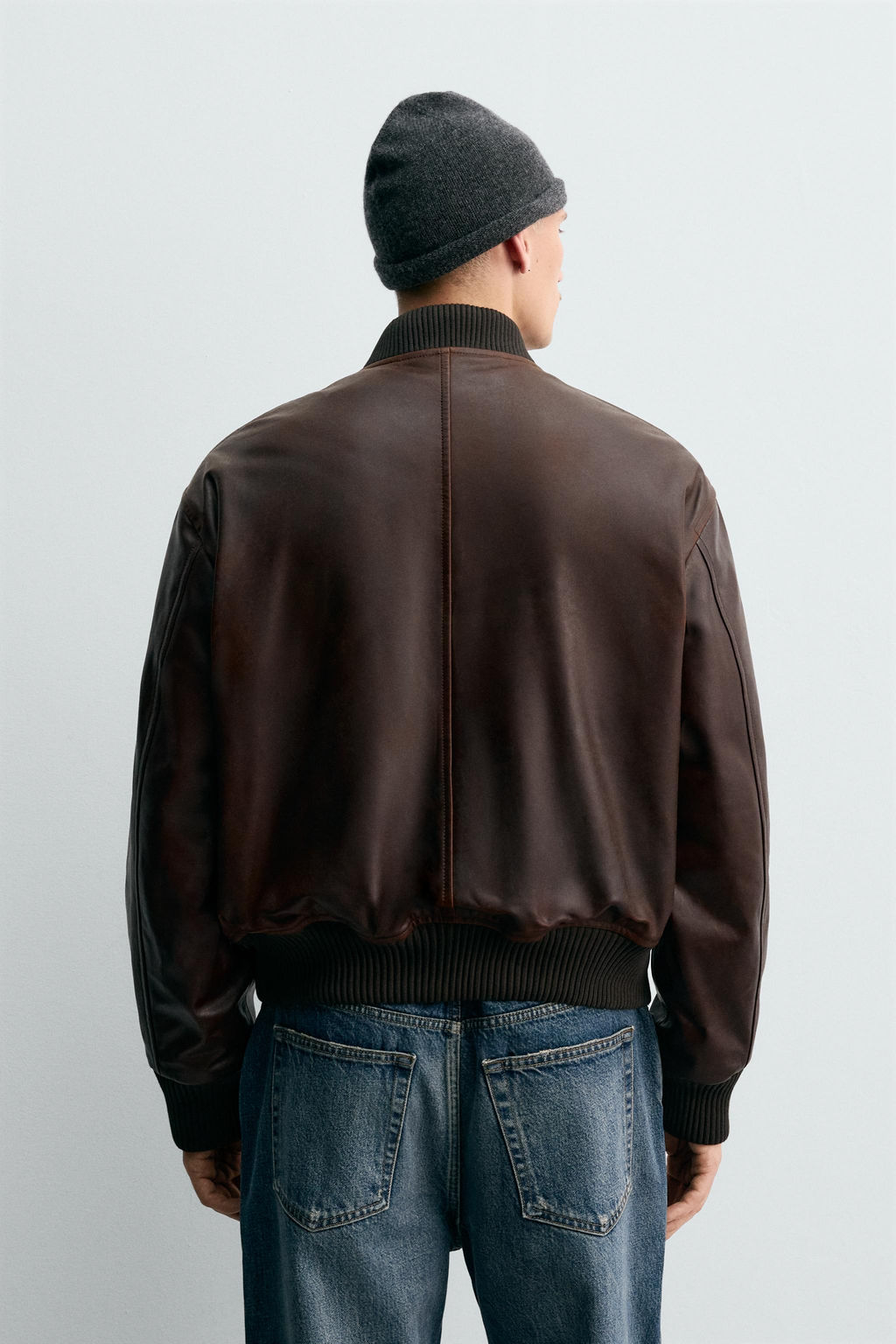 WAXED LEATHER BOMBER JACKET