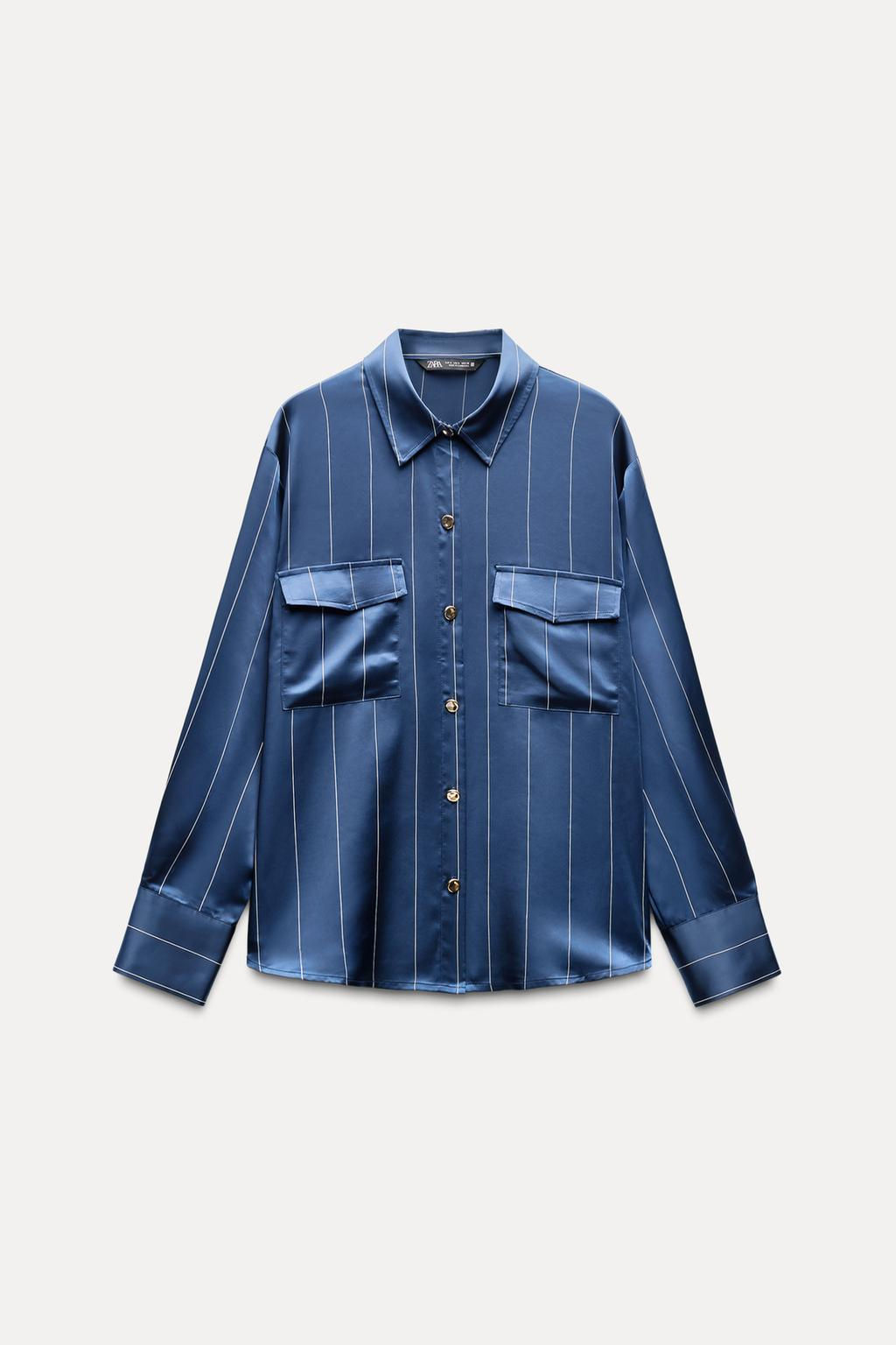STRIPED SATIN SHIRT - Zara фото 5