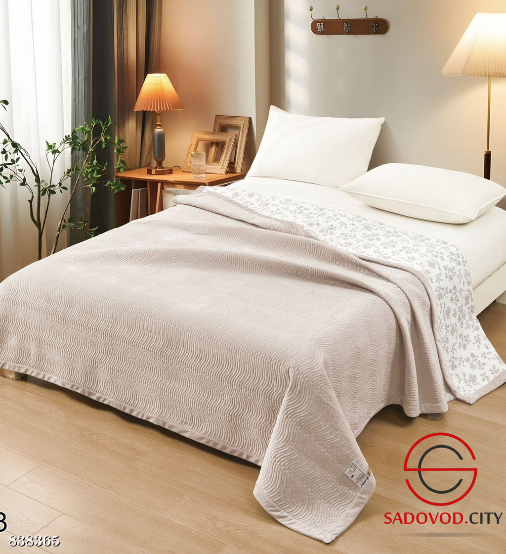 Плед покрывало велюр и хлопок