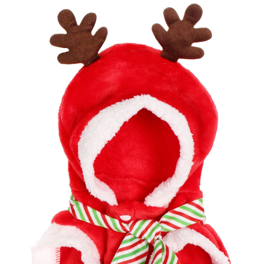 Кофта плюшевая с капюшоном для собак мелких пород "Олень Рудольф", размер XL (50*40см)