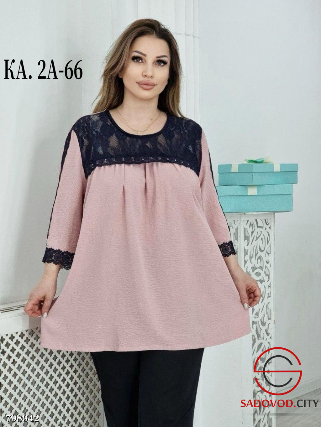 Блузка из сингапура с гипюром - Bruno фото 3