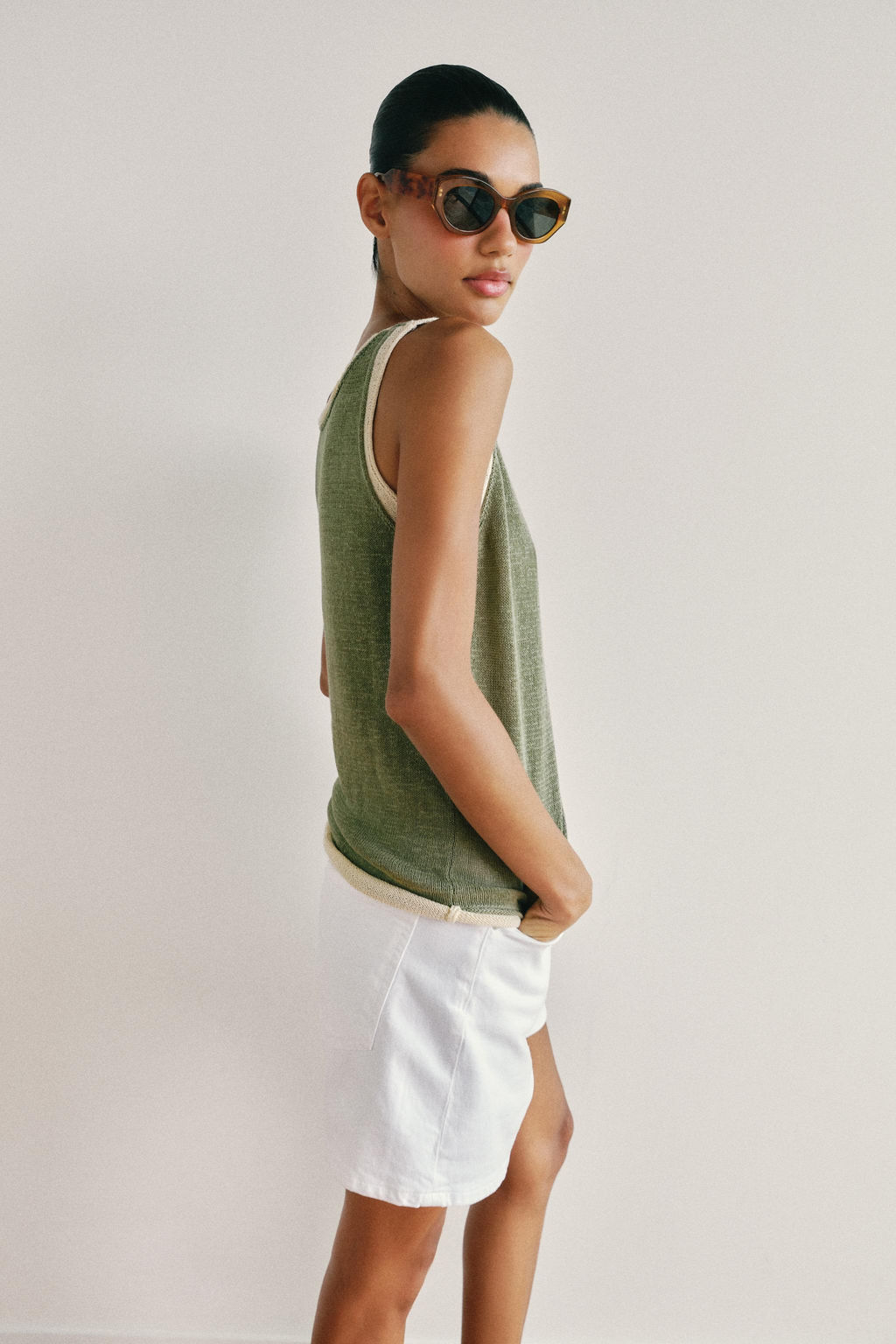 TOP PUNTO COMBINADO / Khaki - Zara фото 4