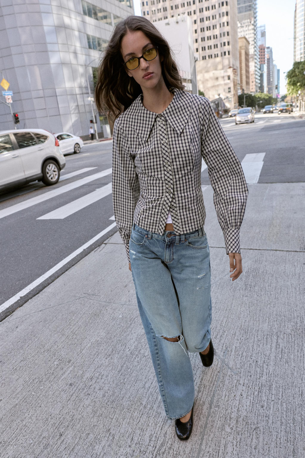 CHECK SHIRT WITH PETER PAN COLLAR