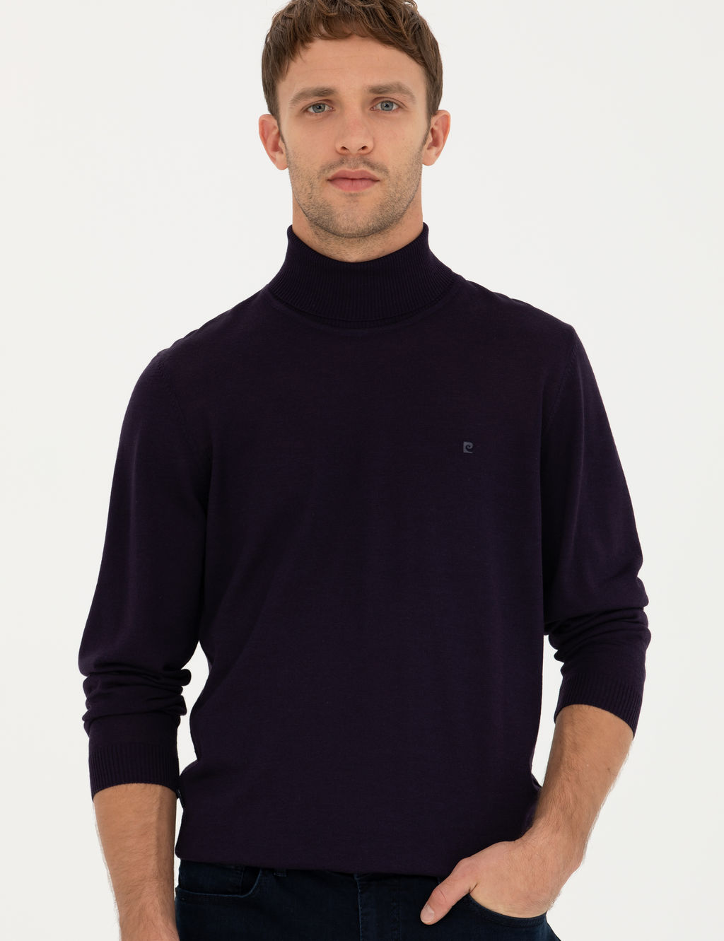 Mor Slim Fit Bal_k__ Yaka Y_n Kar___ml_ Basic Triko Kazak