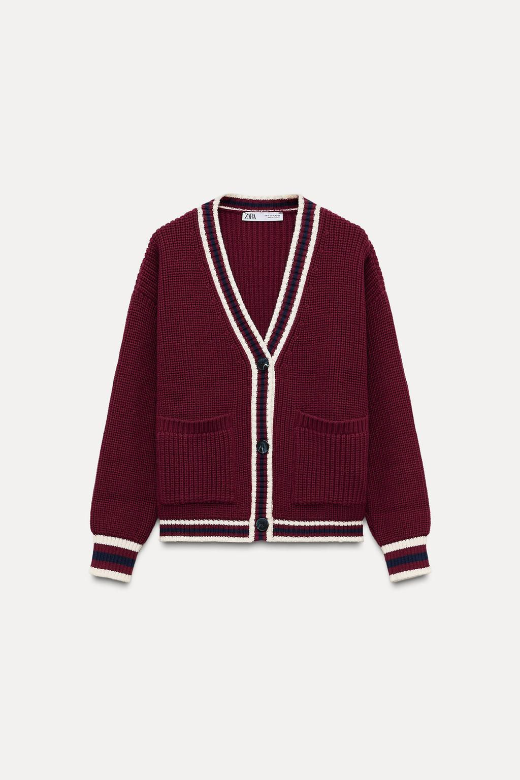 KNIT CARDIGAN WITH TRIM - Zara фото 4