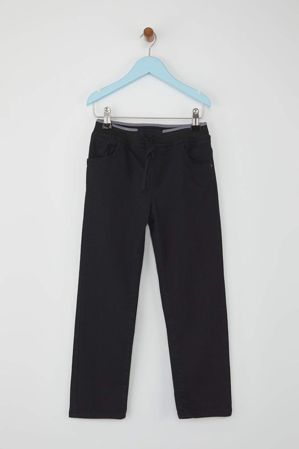 Siyah 100% Pamuk Beli Lastikli Erkek Cocuk Duz Denim Jeans TKDAW26JE00002 - Trendyolmilla фото 2