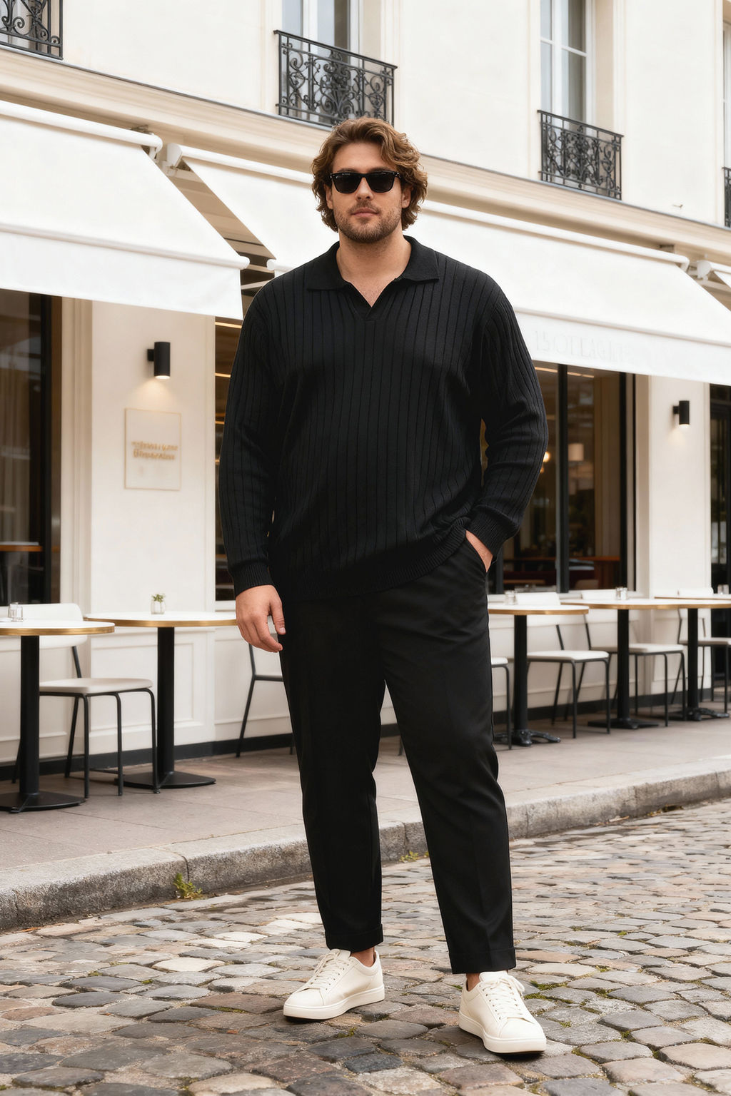 Siyah Regular V Yaka Duz Buyuk Beden Kazak TMNAW26AN00001 - Trendyolmilla фото 4