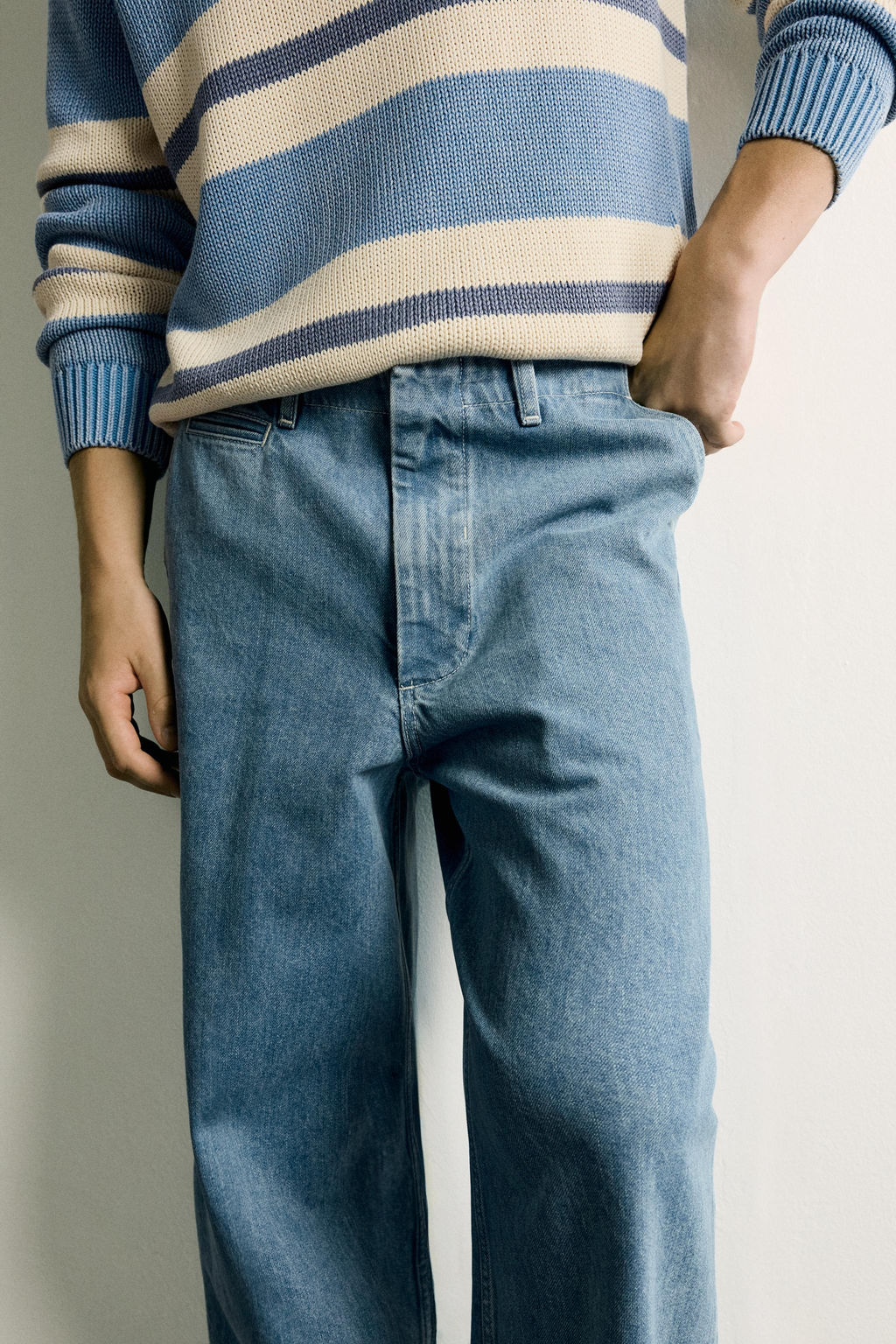 PANTAL?N CHINO DENIM STRAIGHT FIT / Azul claro - Zara фото 5