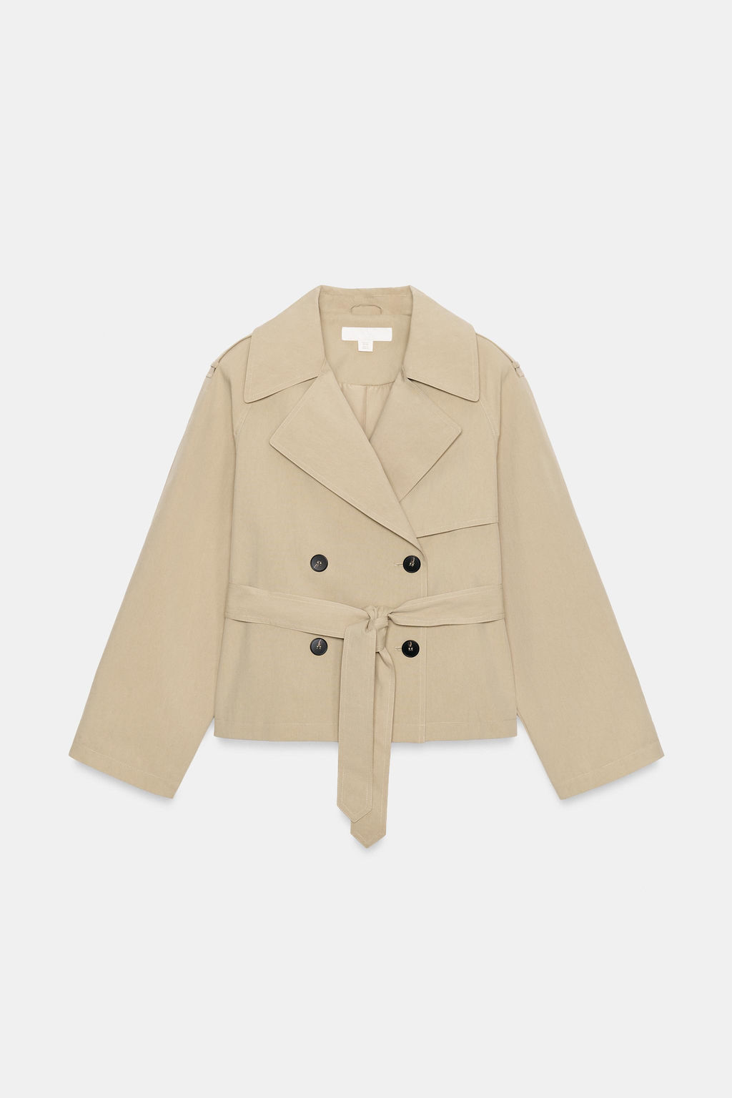 TRENCH CORTO CINTUR?N HOMBRERAS / Camel claro - Zara фото 11