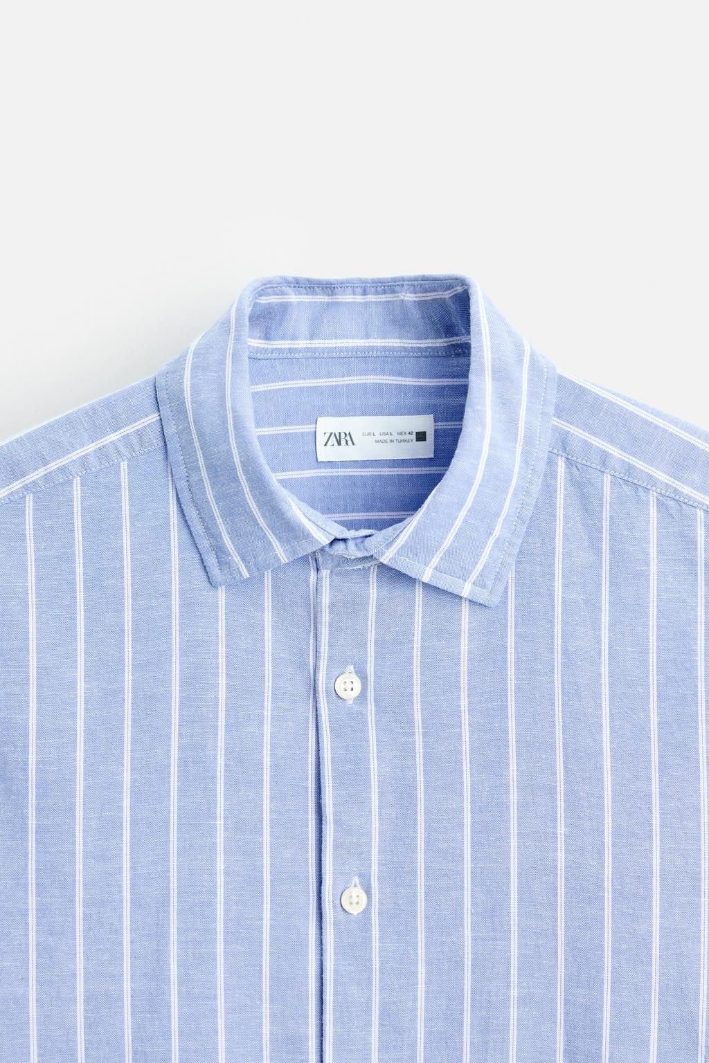 STRIPED COTTON - LINEN SHIRT - Zara фото 9