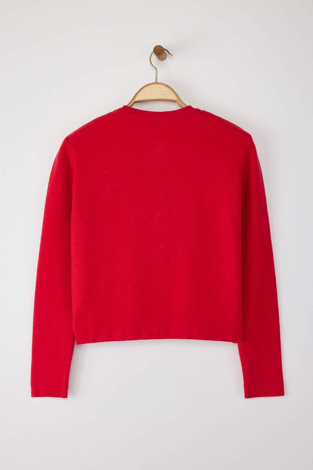 K?rm?z? Duz Dugme Detayl? Crop Premium/Ozel Iplik Triko H?rka TWOAW26HI00094 - Trendyolmilla фото 6