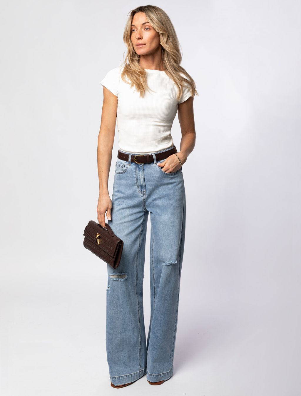 Футболка из трикотажа в широкий рубчик - Vilatte фото 5