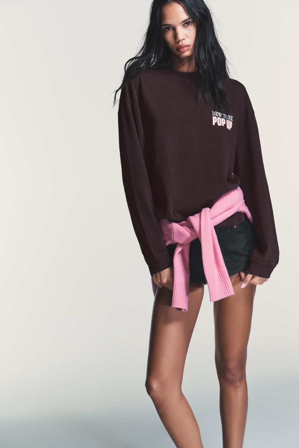 WASHED CONTRAST SLOGAN T-SHIRT - Zara фото 2