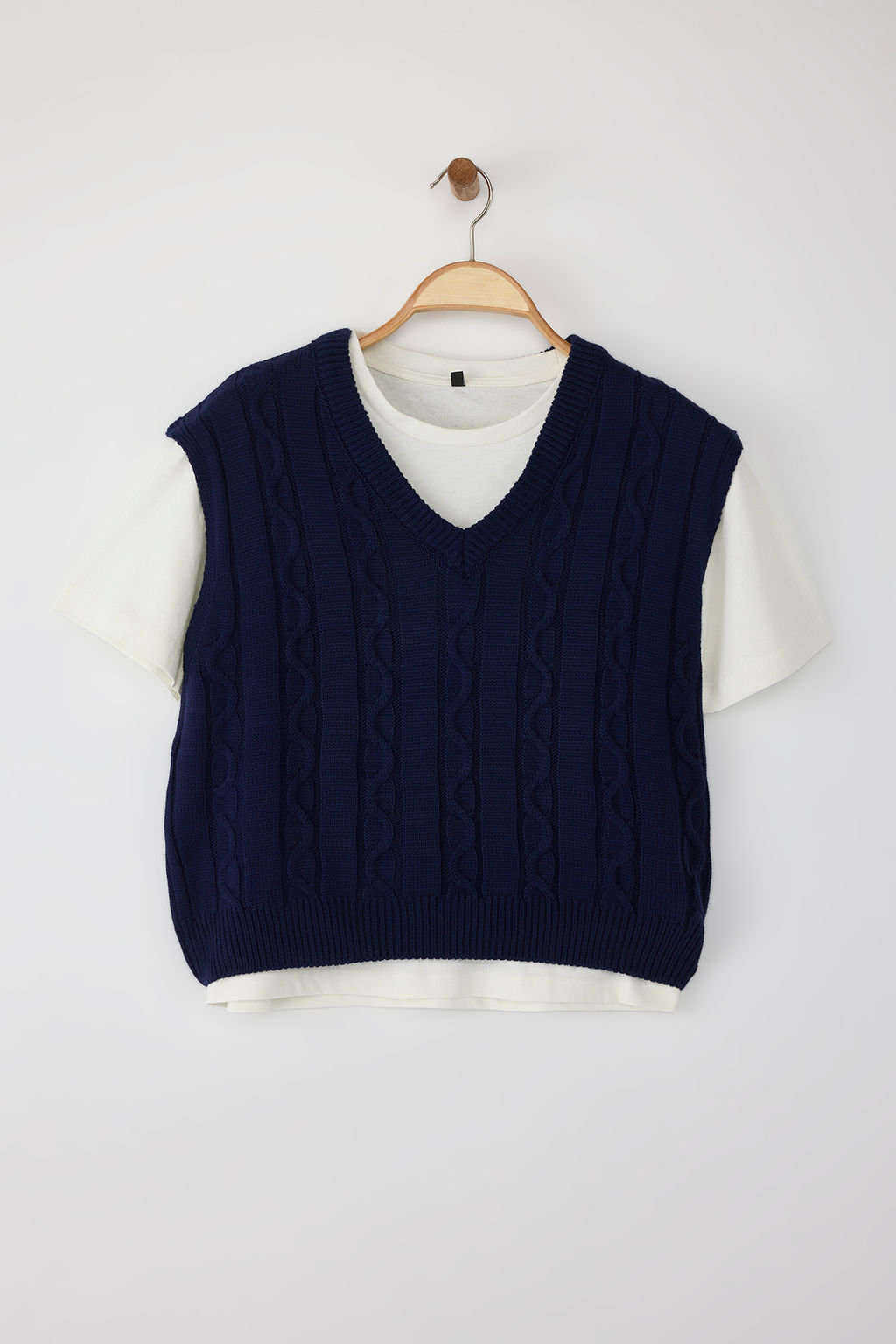 Lacivert 2li T-Shirtlu Sac Orgu Triko Kazak TWOAW26KZ00131