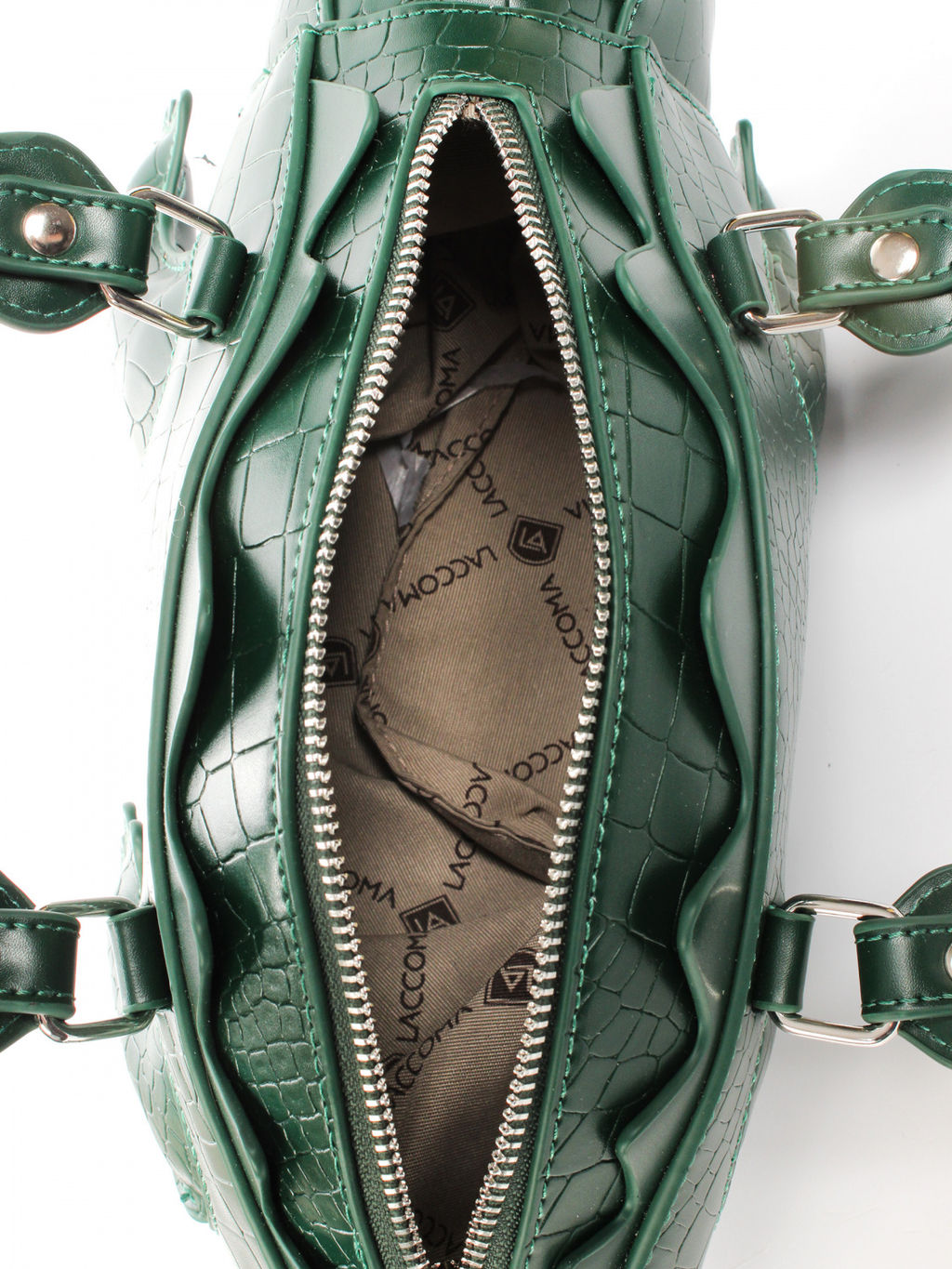 LACCOMA сумка ИГР25061-крокодил-черный эко кожа хлопок  фото 4