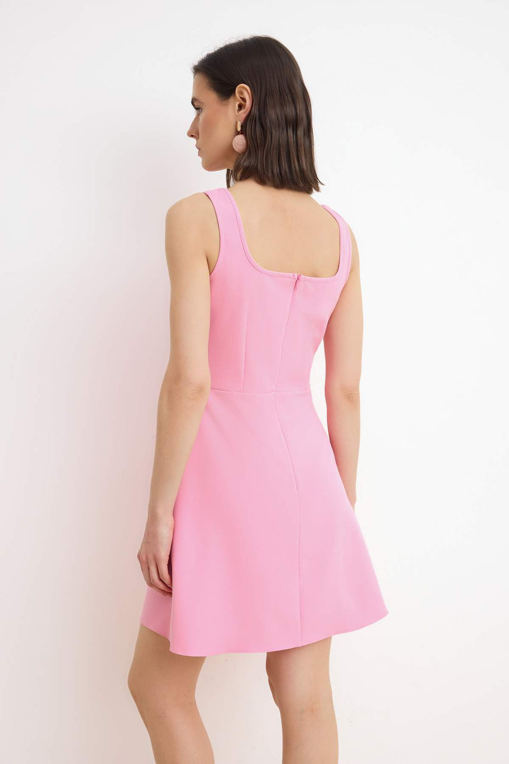 Ac?k Pembe A Kesim Mini Esnek Dokuma Elbise TWOSS26EL00292