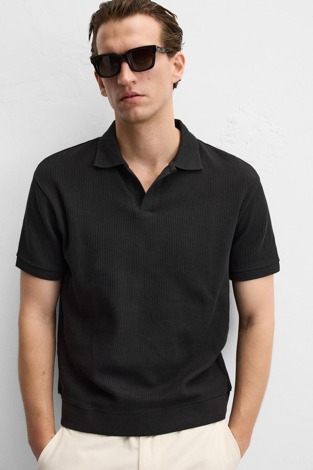 TEXTURED POLO SHIRT WITH RIBBED TRIMS - Zara фото 49