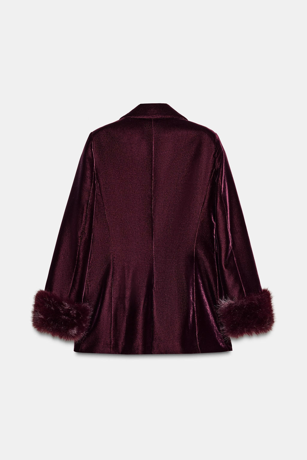 VELVET BLAZER WITH FAUX FUR CUFFS - Zara фото 7