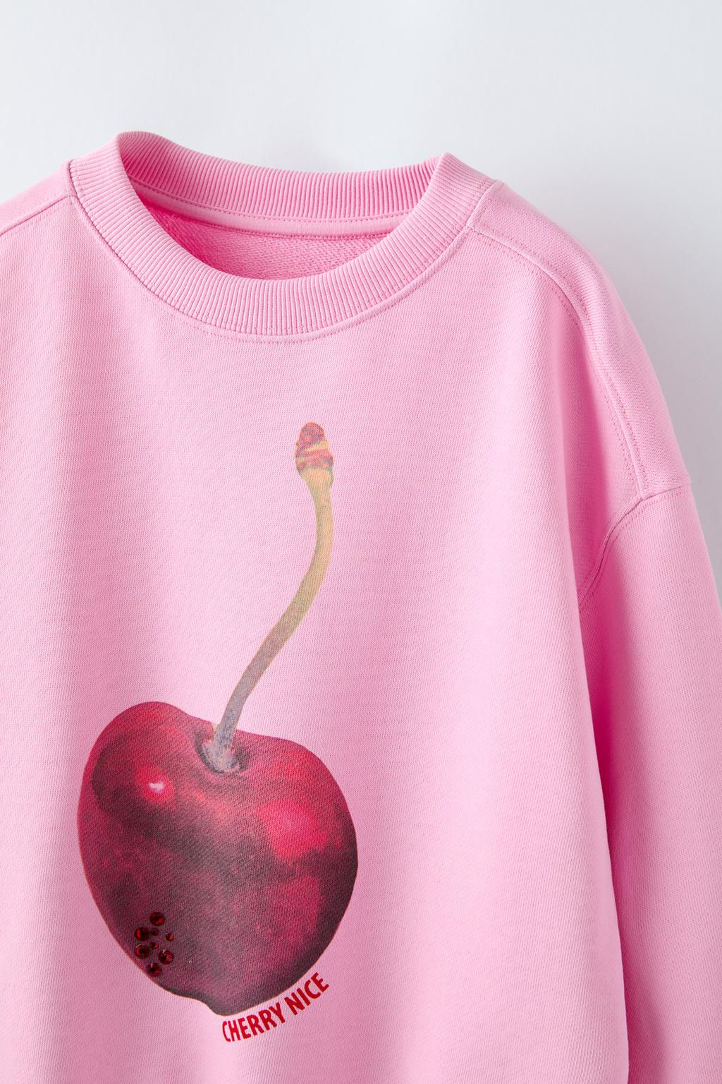 PARLAK TASLI KIRAZ BASKILI SWEATSHIRT - Zara фото 3