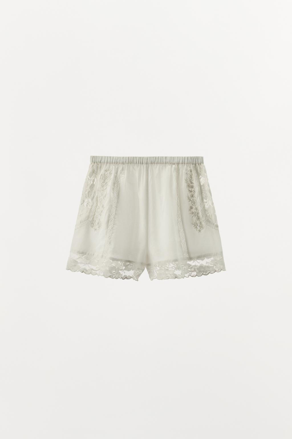 LIMITED EDITION EMBROIDERED LACE SHORTS - Zara фото 4