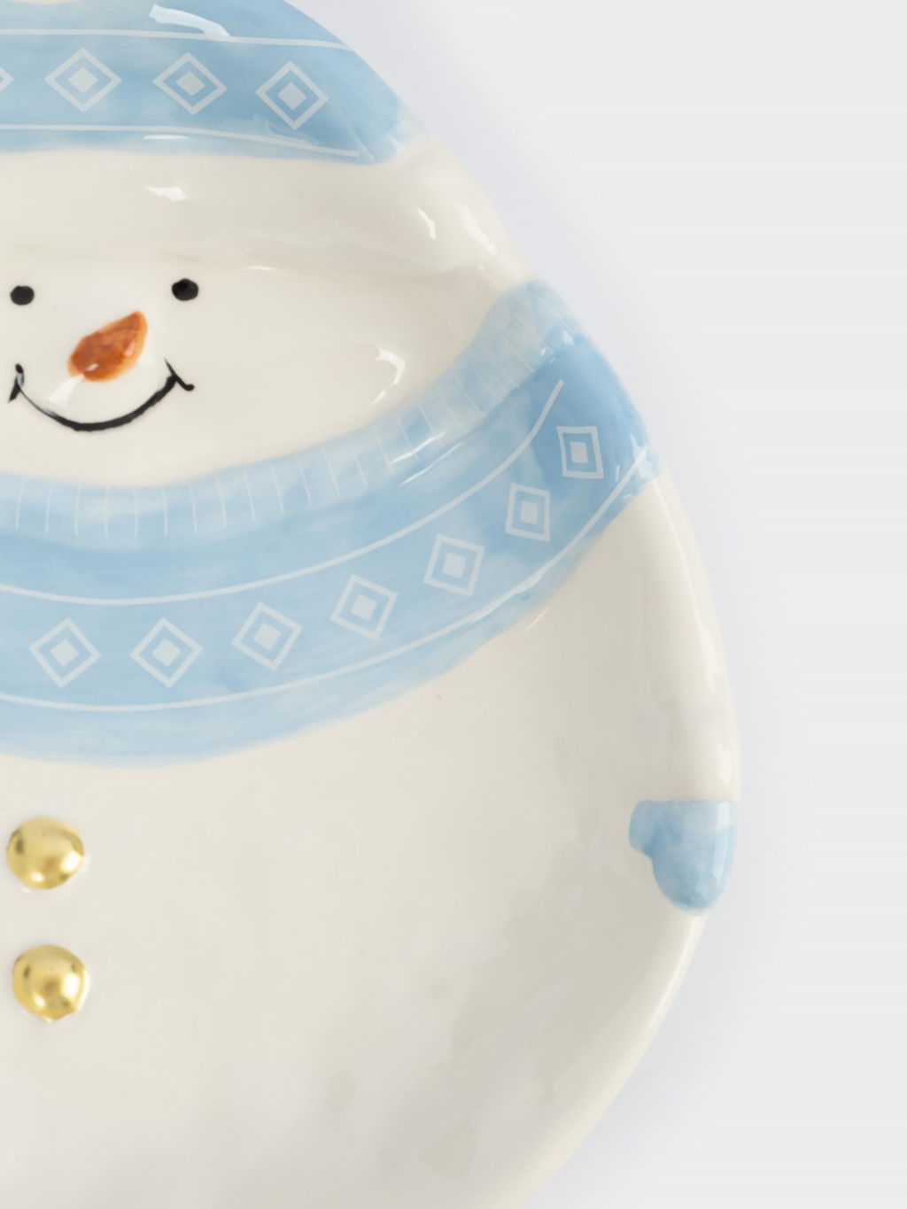Блюдо, 18x22x4 см, керамика, бело-голубое, Снеговик в шапке и шарфе, Snowman - Anna lafarg фото 4