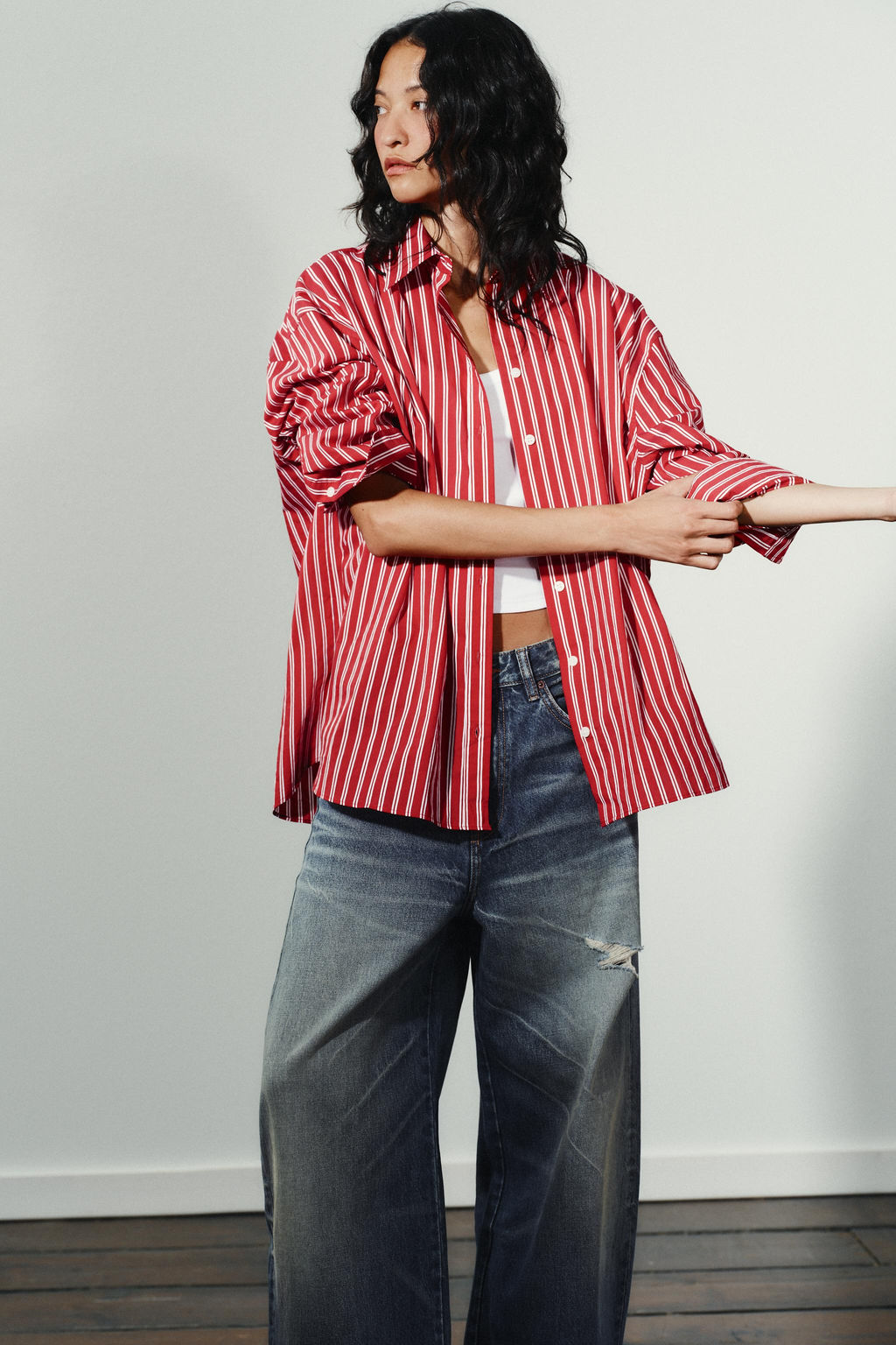 OVERSIZE STRIPED POPLIN SHIRT - Zara фото 2