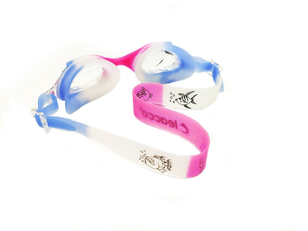 Очки для плавания подростковые LEACCO :SG700 (Сине-бело-розовые)