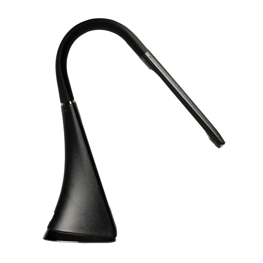 TLD-542 Black/LED/300Lm/5000K/Dimmer Светильник настольный c часами, календарем, термометром, 5W. Сенсорный выключатель. Черный (стилизован под кожу). TM Uniel.