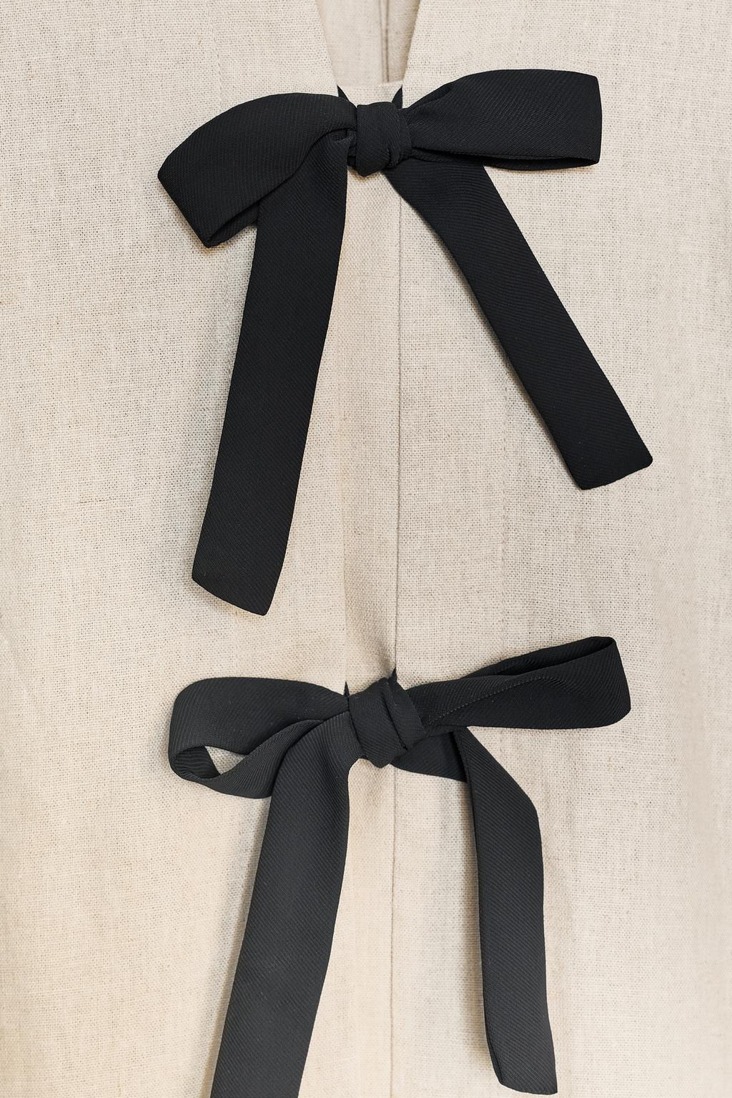 LINEN BLEND TIE BLOUSE - Zara фото 8