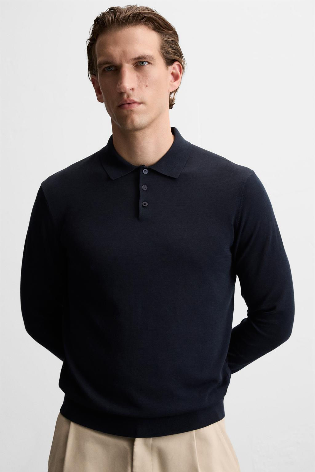 KNIT COTTON - SILK POLO SHIRT - Zara фото 6