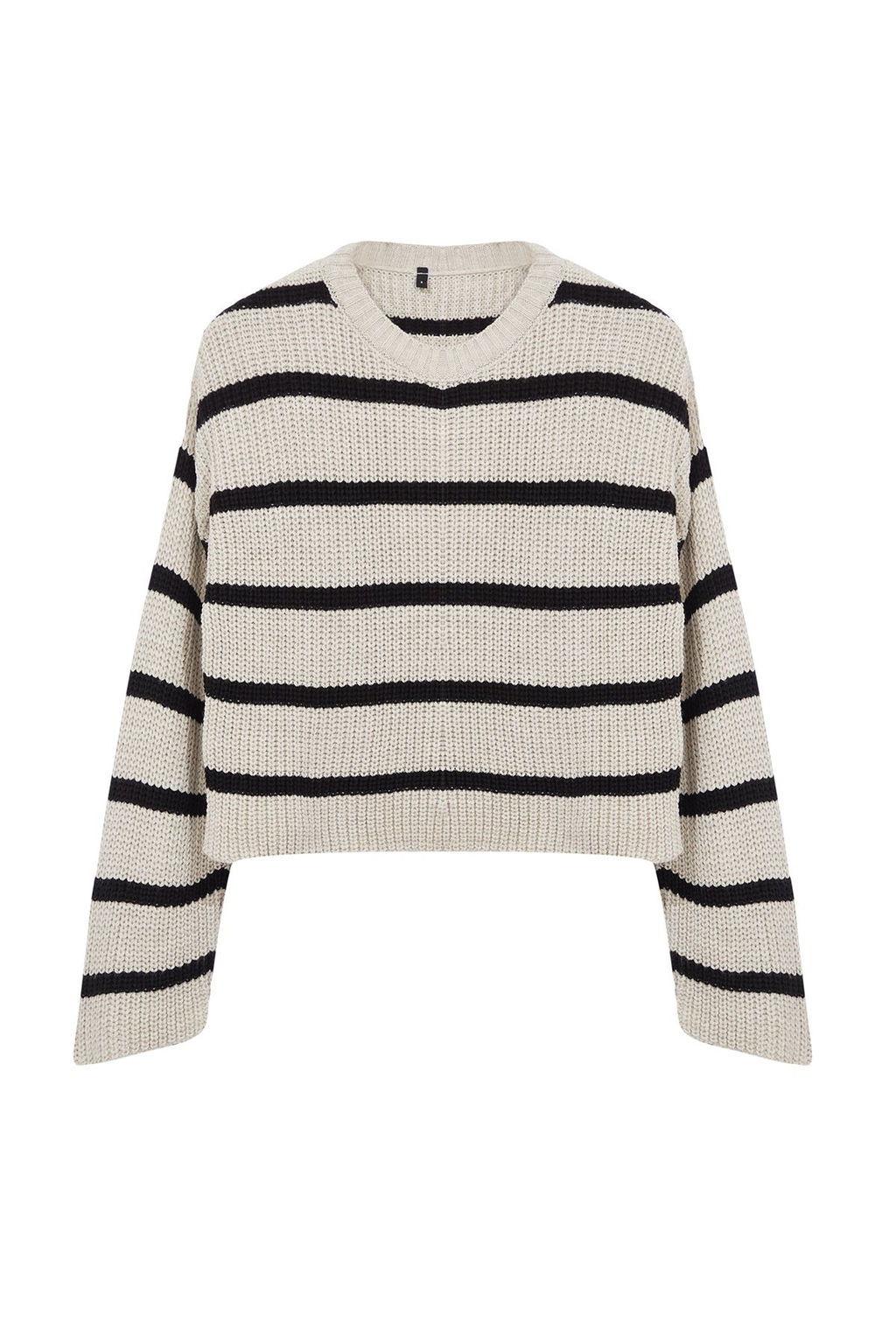 Krem Crop Genis Kal?p Basic Cizgili Triko Kazak TWOAW23KZ00390