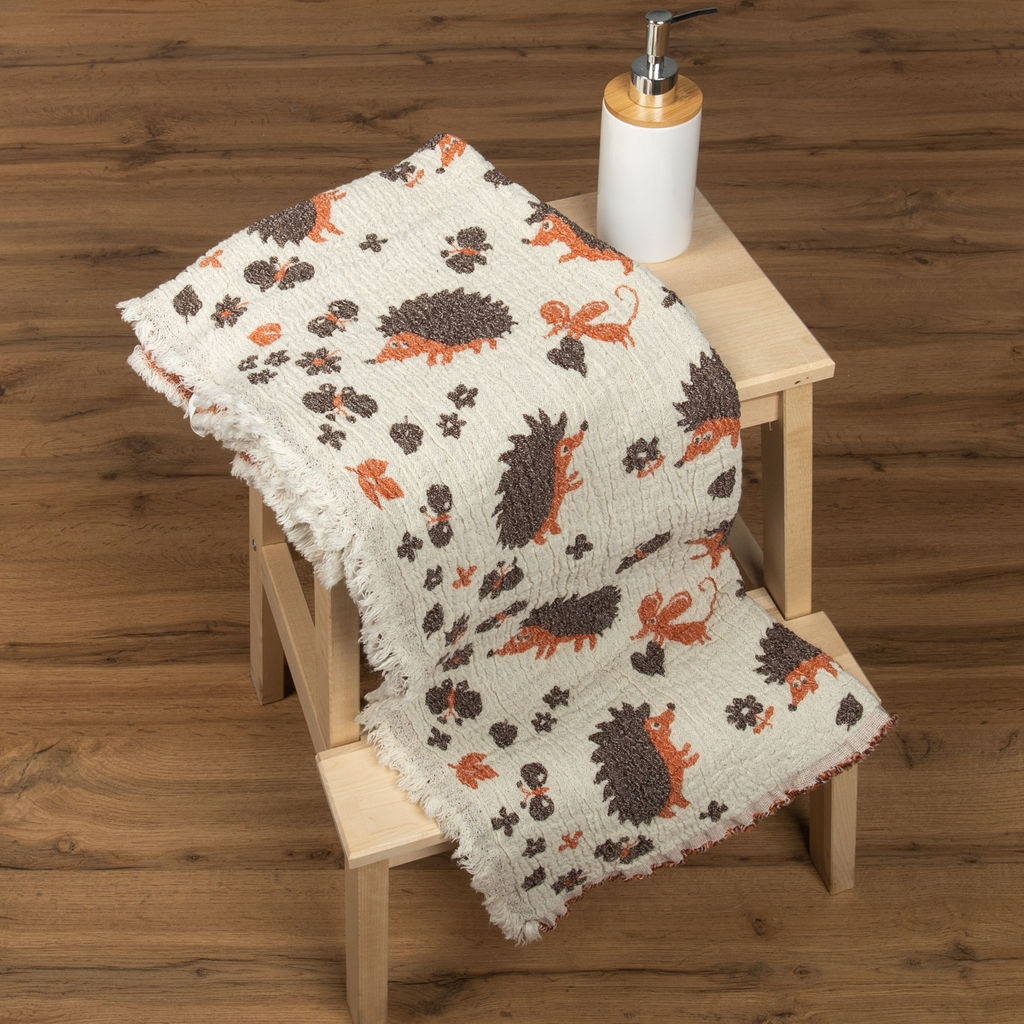 20С211-ШР/у. 130*60 Полотенце "Ежики" цв. 1 рис. 726 красный