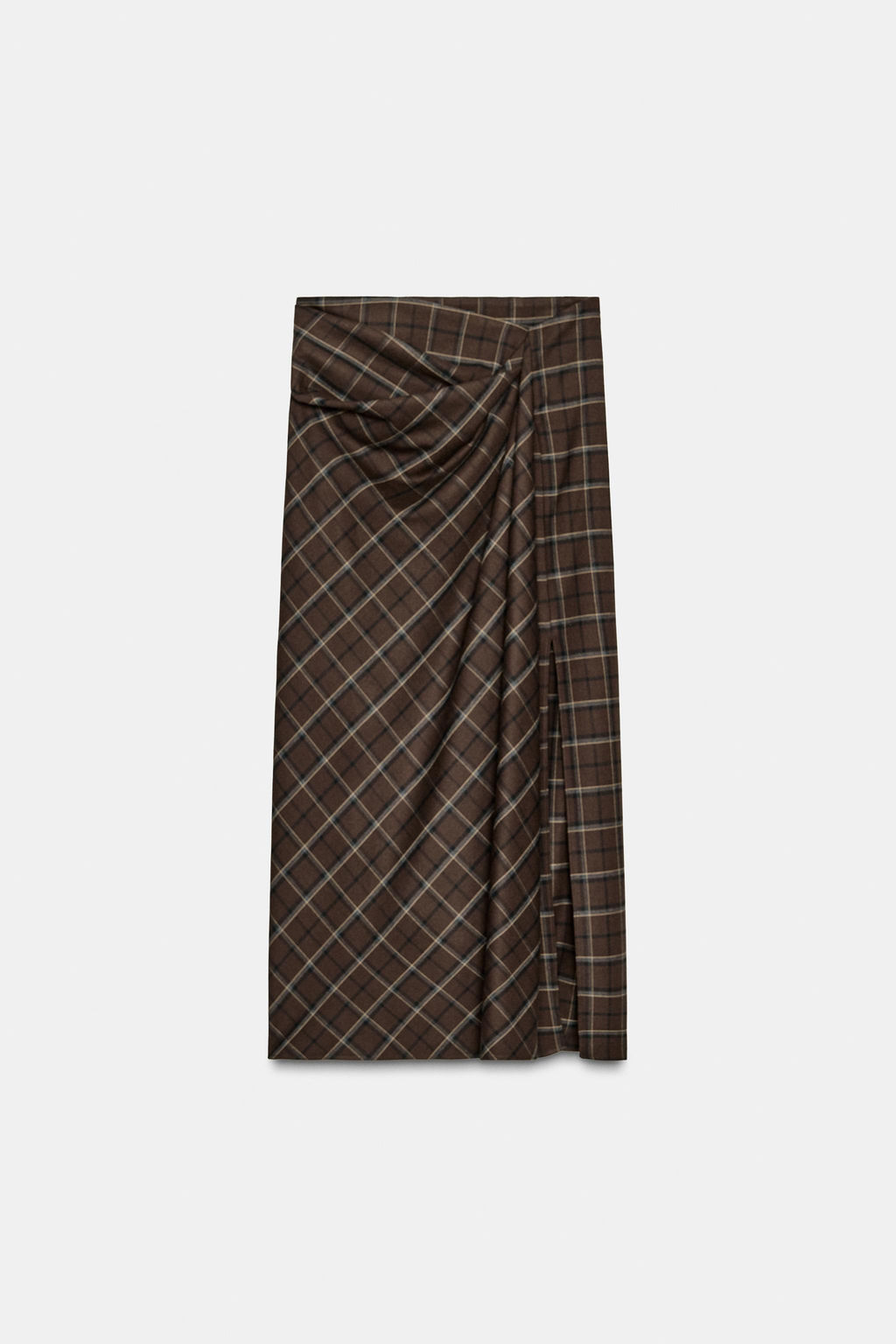 ZW COLLECTION DRAPED CHECK SKIRT - Zara фото 5