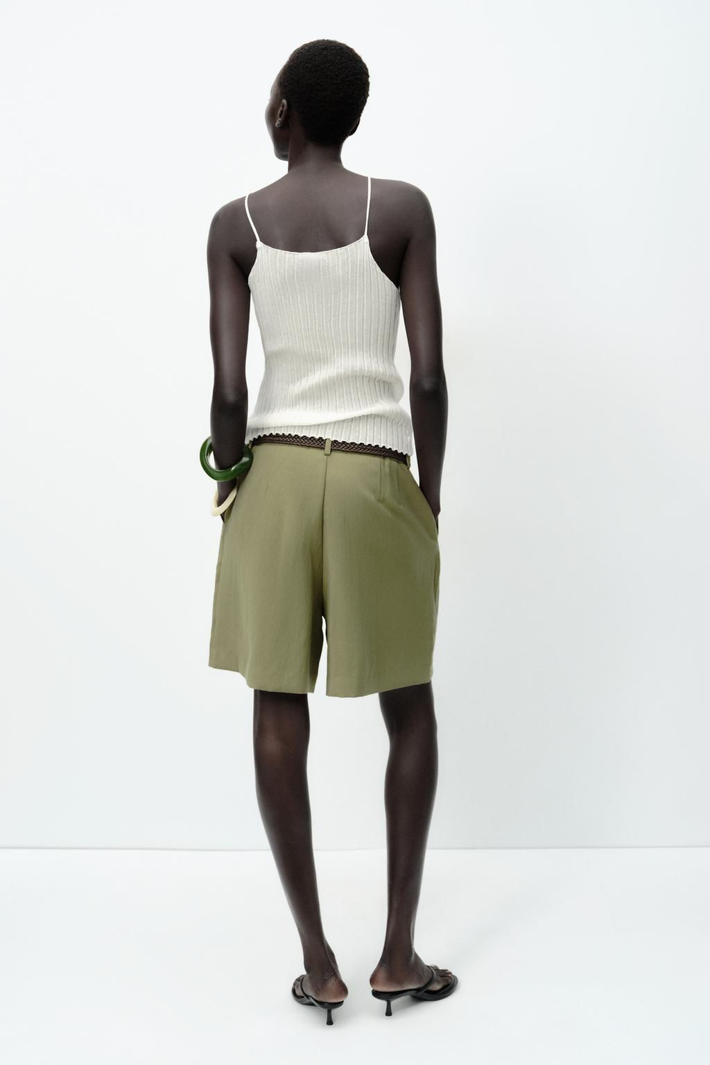 BERMUDA SHORTS WITH DARTS AND BELT - Zara фото 19