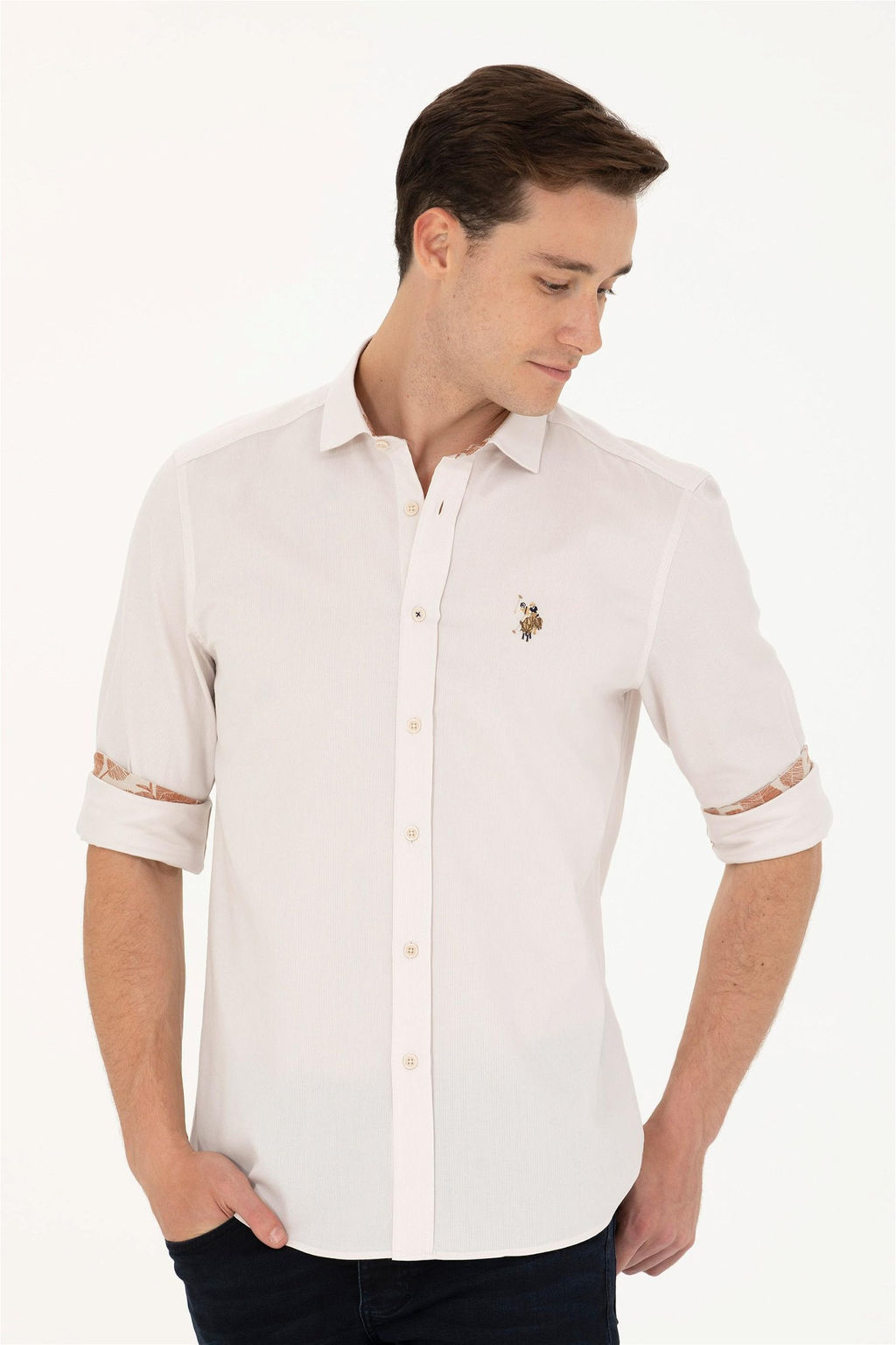U. S. Polo Assn Мужская рубашка с длинным рукавом Stone - U.s. polo assn фото 3