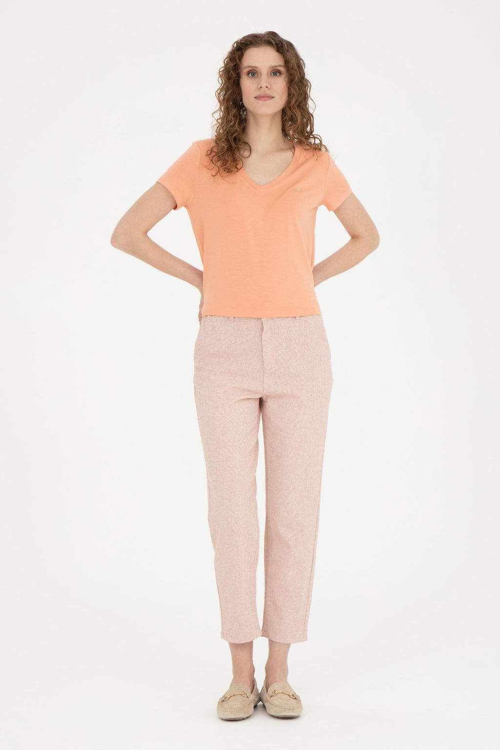 Женские брюки из плотной ткани пудрового цвета - U.s. polo assn фото 10