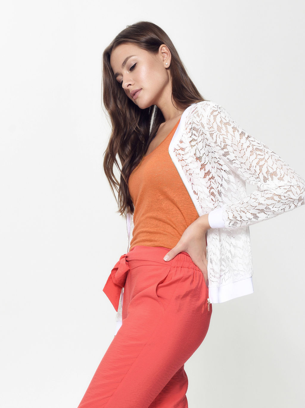 CONTE Легкий льняной топ LD 920 apricot orange