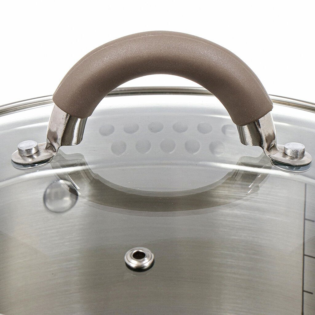 Кастрюля нержавеющая сталь, 3.9 л, с крышкой, крышка стекло, Daniks, Нара, GS-01413HY-20CA-2, серебр  фото 10
