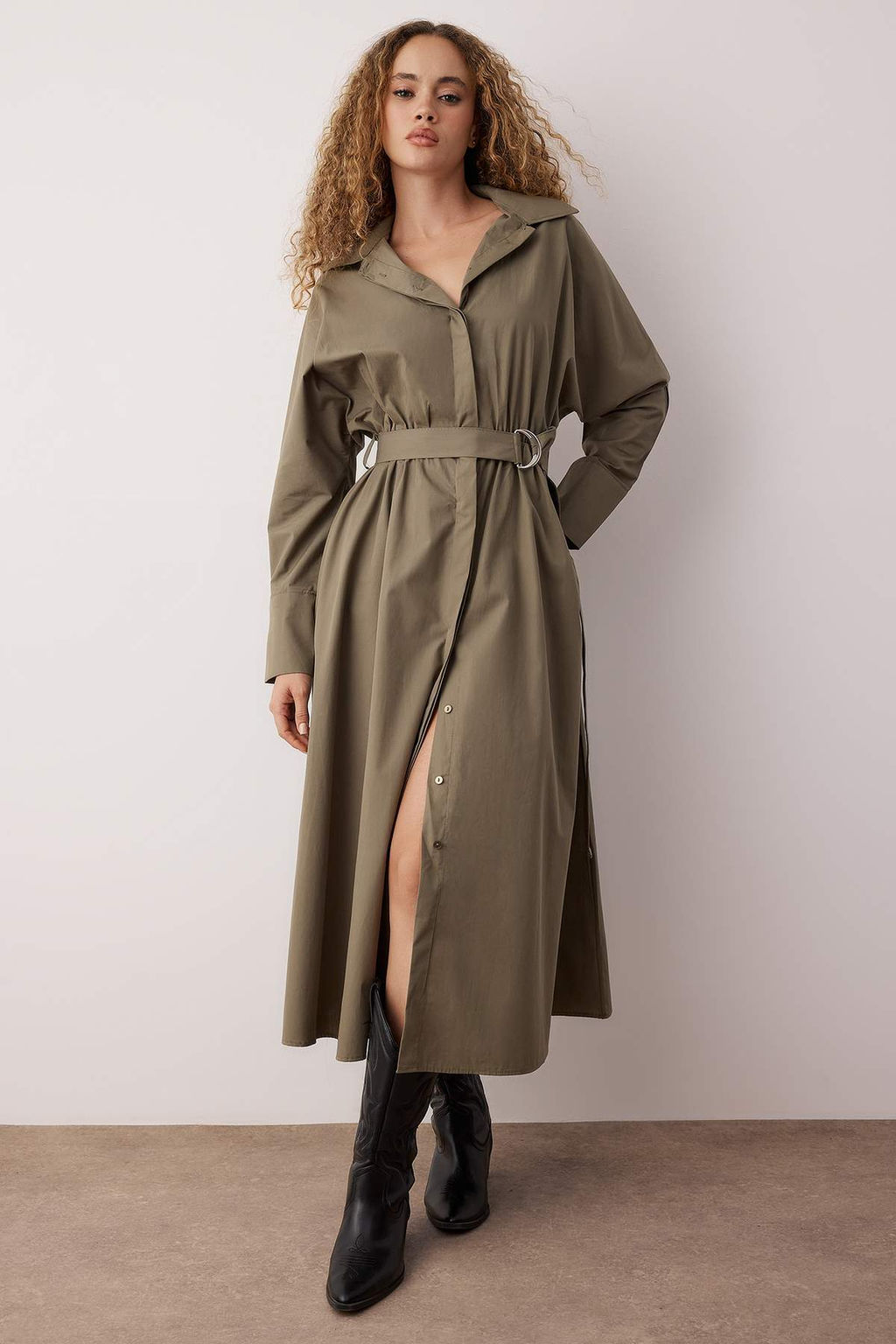 Haki Kusakl? Midi Dokuma Elbise TWOAW26EL00338