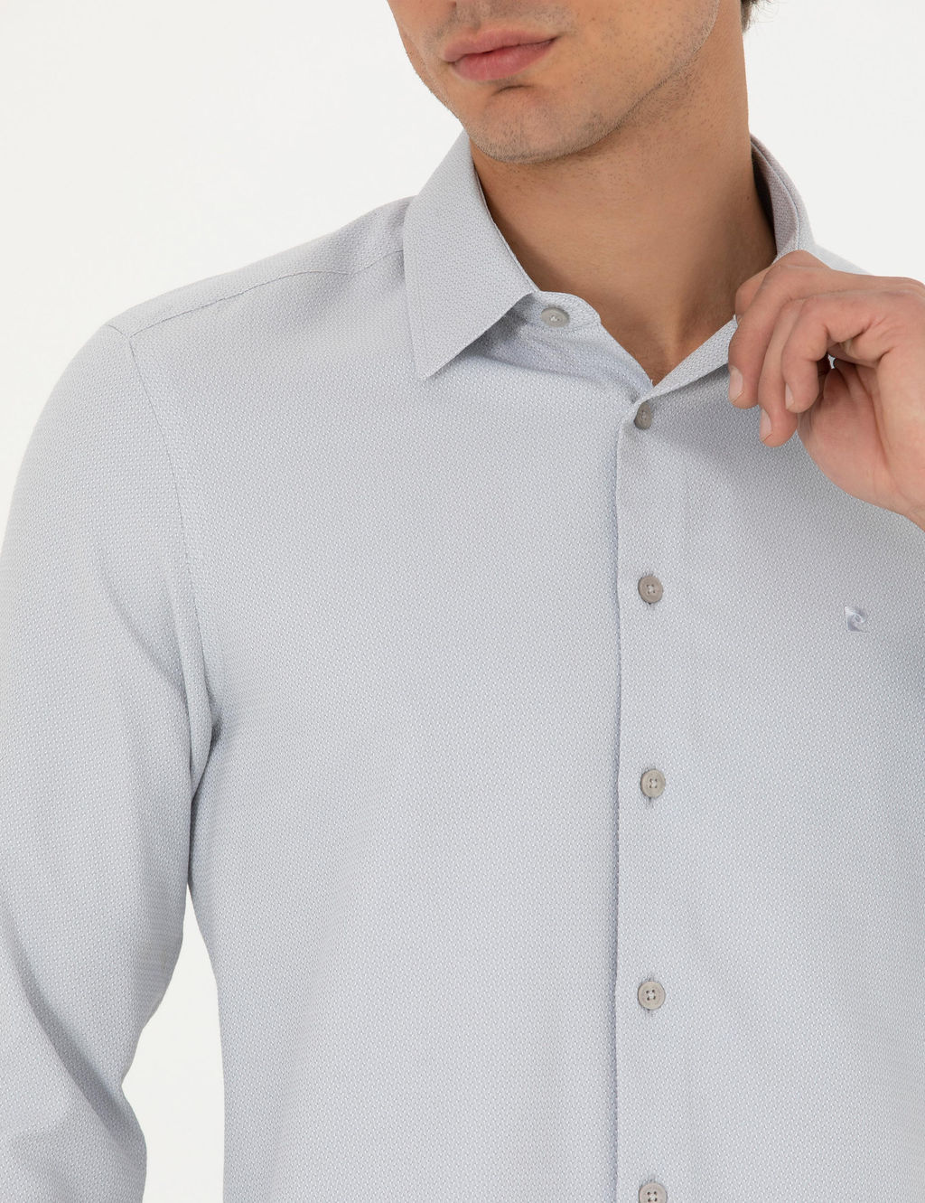 Рубашка Slim Fit с длинным рукавом серая