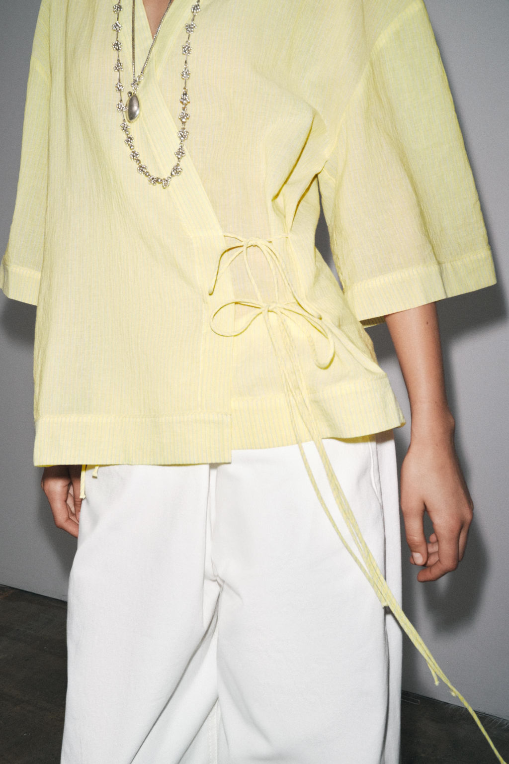 ZW COLLECTION STRIPED KIMONO WITH TIES - Zara фото 3