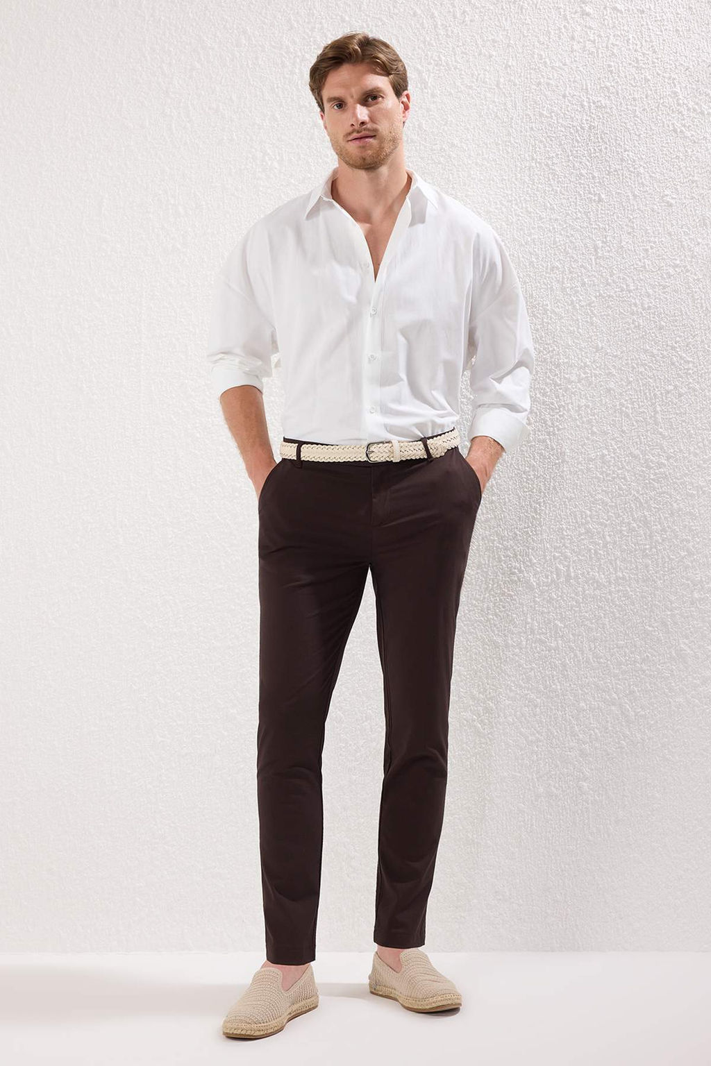 TRENDYOL MAN Tas Slim Fit Italyan Kesim Chino Kumas Pantolon TMNAW23PL00034 - Trendyolmilla фото 35