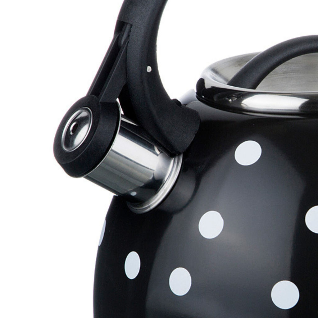 Чайник 2,5л нержавеющая сталь HR732-1 черный в белый горох OLS-001-5