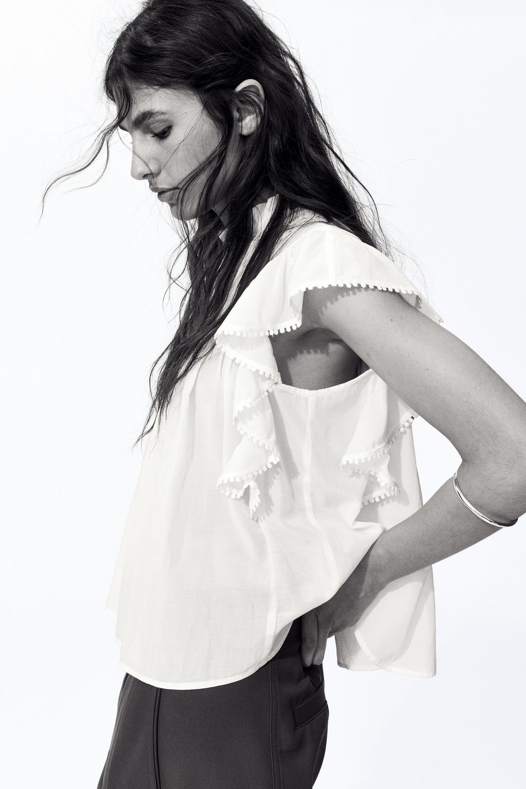 Frill-trimmed blouse - H&m фото 2