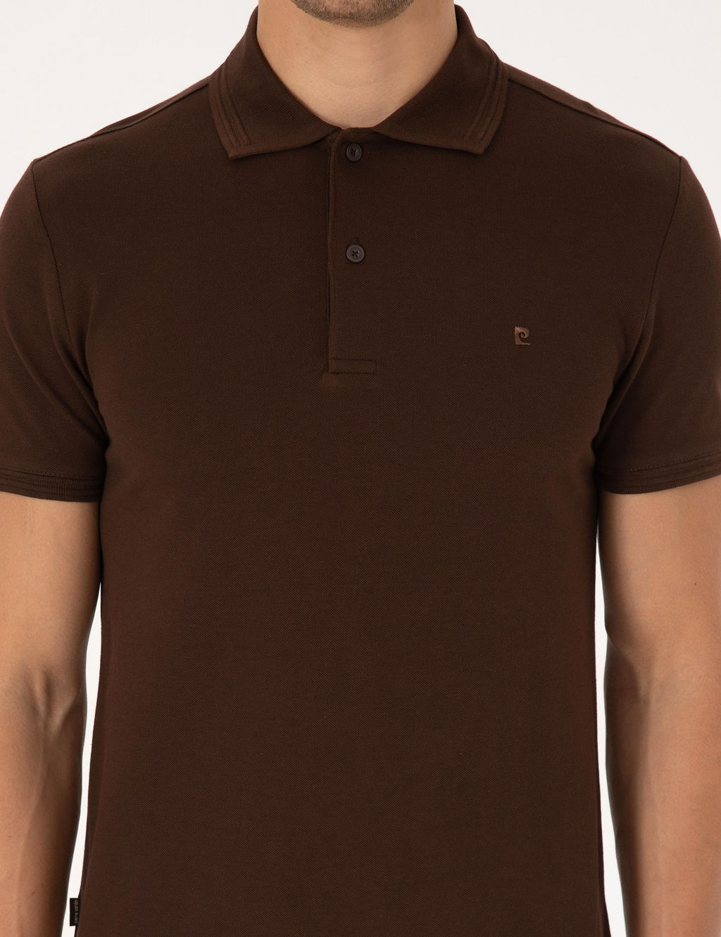 Koyu Kahverengi Slim Fit %100 Pamuk K_vr_lmaz Polo Yaka Basic Ti__rt