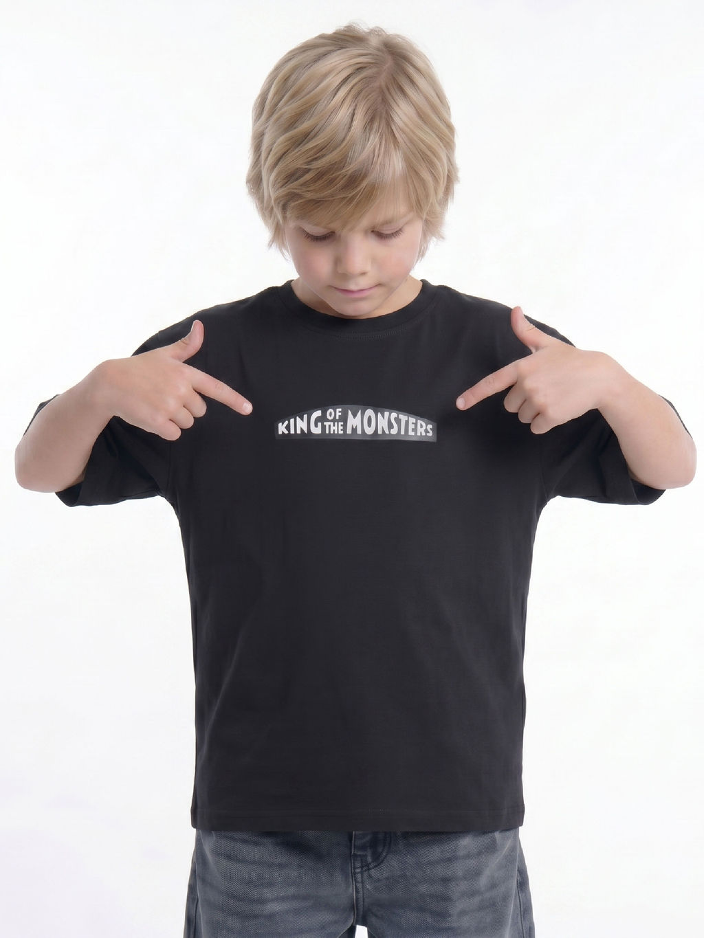 Футболка с белым принтом 22-9025 черный - Mini maxi фото 3
